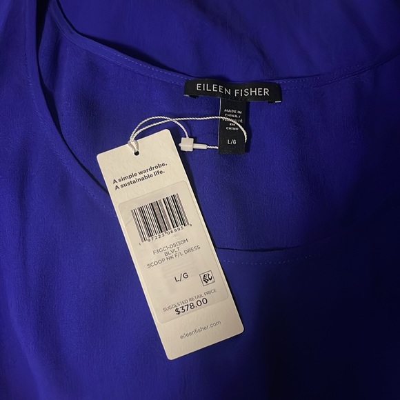 Eileen fisher Silk Georgette Crepe Scoop Neck Dress - Picture 6 of 7